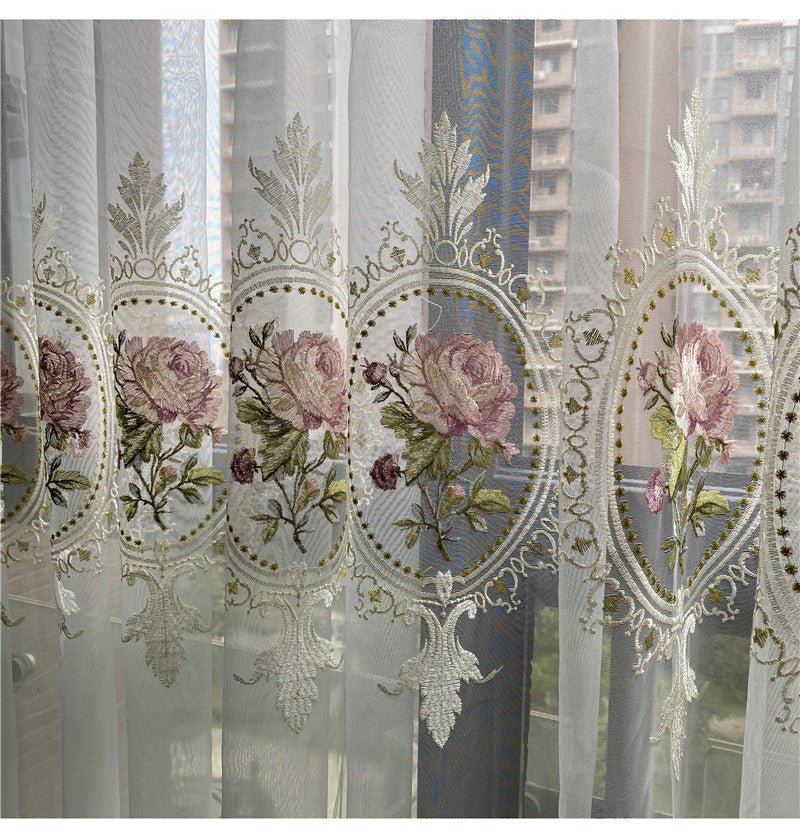 Rideau en Tulle brodé de pivoines de luxe américain, pour salon, broderie de fleurs européennes élégantes, Voile transparent pour chambre à coucher - FATAONRideau en Tulle brodé de pivoines de luxe américain, pour salon, broderie de fleurs européennes élégantes, Voile transparent pour chambre à coucherSolutions MaisonFATAON