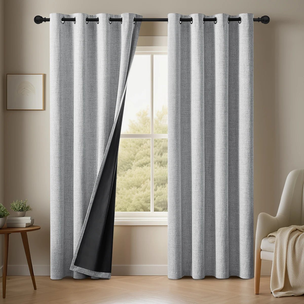 Rideau occultant 100% en lin uni, 2 pièces, couleur unie, livré avec des sangles de rideau, adapté à la décoration du salon et de la chambre à coucher - FATAONRideau occultant 100% en lin uni, 2 pièces, couleur unie, livré avec des sangles de rideau, adapté à la décoration du salon et de la chambre à coucherSolutions MaisonFATAON