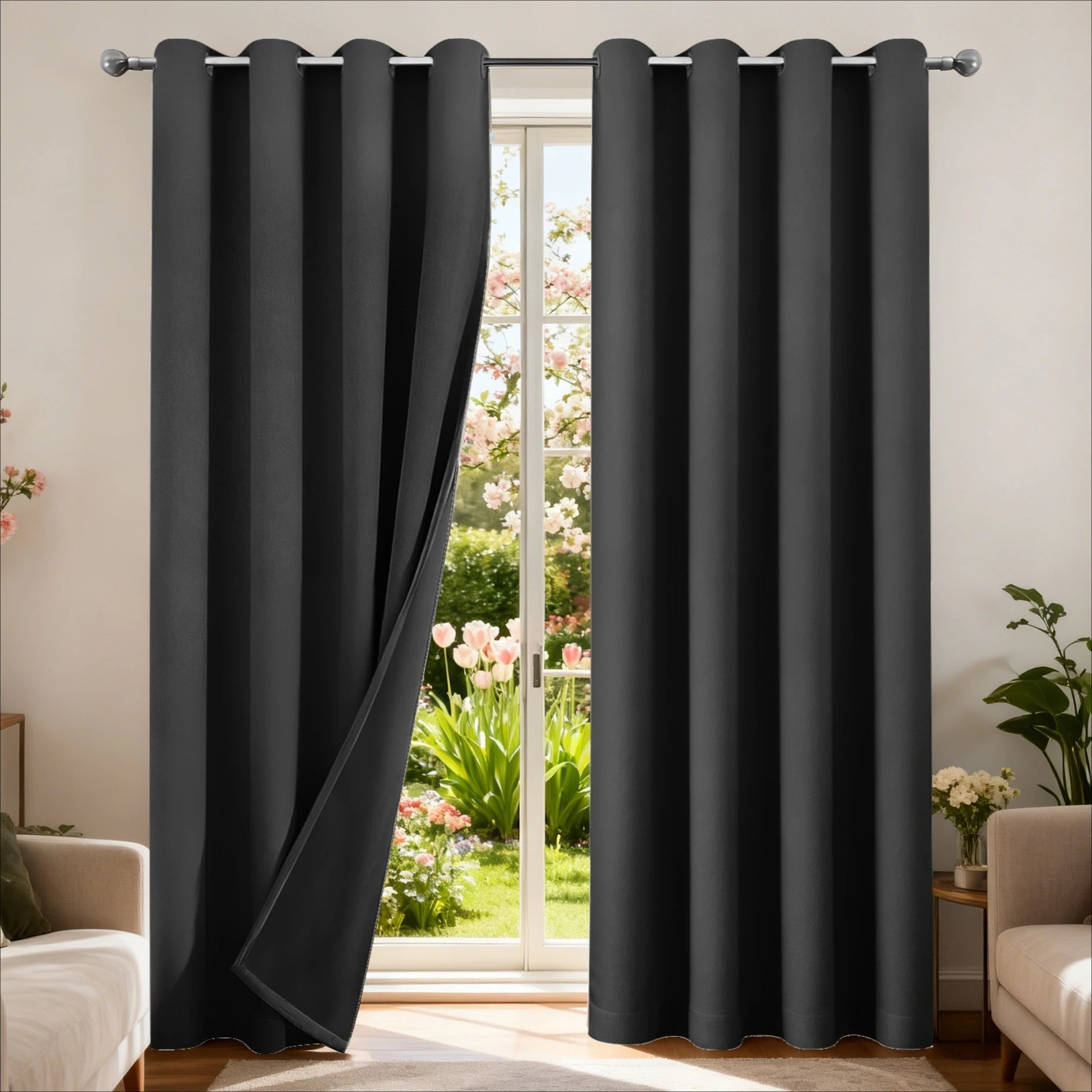 Rideau occultant pour salon, en Polyester, avec œillet de pongé, isolation thermique, bloquant la lumière, pour porte française de Patio - FATAONRideau occultant pour salon, en Polyester, avec œillet de pongé, isolation thermique, bloquant la lumière, pour porte française de PatioSolutions MaisonFATAON
