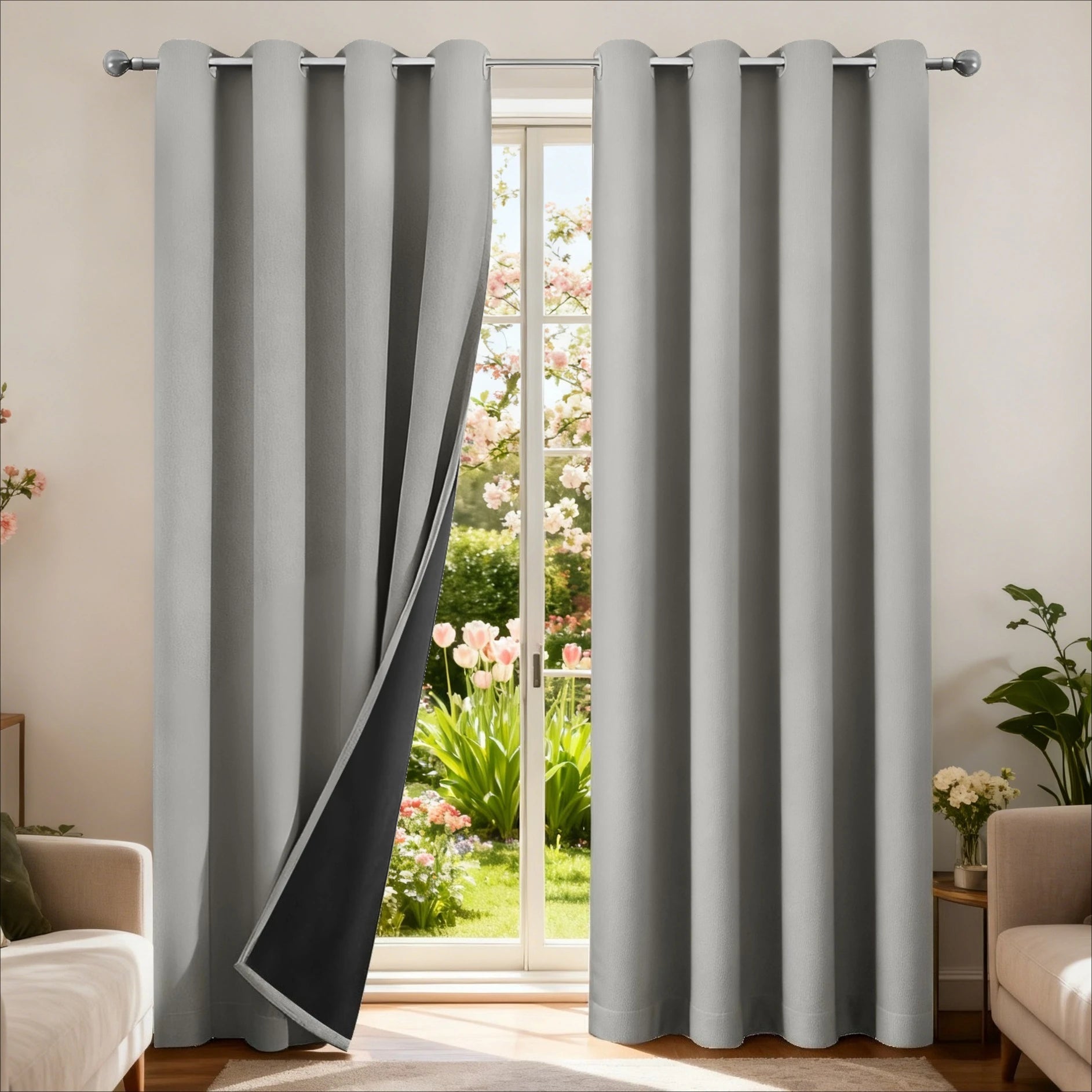Rideau occultant pour salon, en Polyester, avec œillet de pongé, isolation thermique, bloquant la lumière, pour porte française de Patio - FATAONRideau occultant pour salon, en Polyester, avec œillet de pongé, isolation thermique, bloquant la lumière, pour porte française de PatioSolutions MaisonFATAON