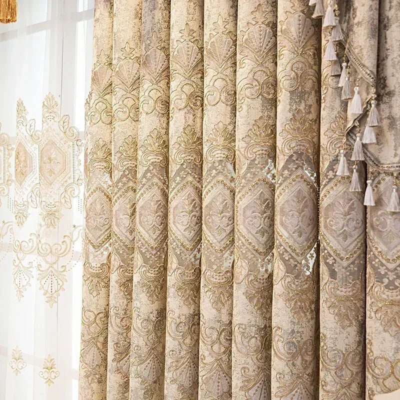 Rideaux de luxe brodés en Chenille européenne, pour salon, chambre à coucher, fenêtre, ensemble élégant, cantonnière, rideaux occultants personnalisés - FATAONRideaux de luxe brodés en Chenille européenne, pour salon, chambre à coucher, fenêtre, ensemble élégant, cantonnière, rideaux occultants personnalisésSolutions MaisonFATAON