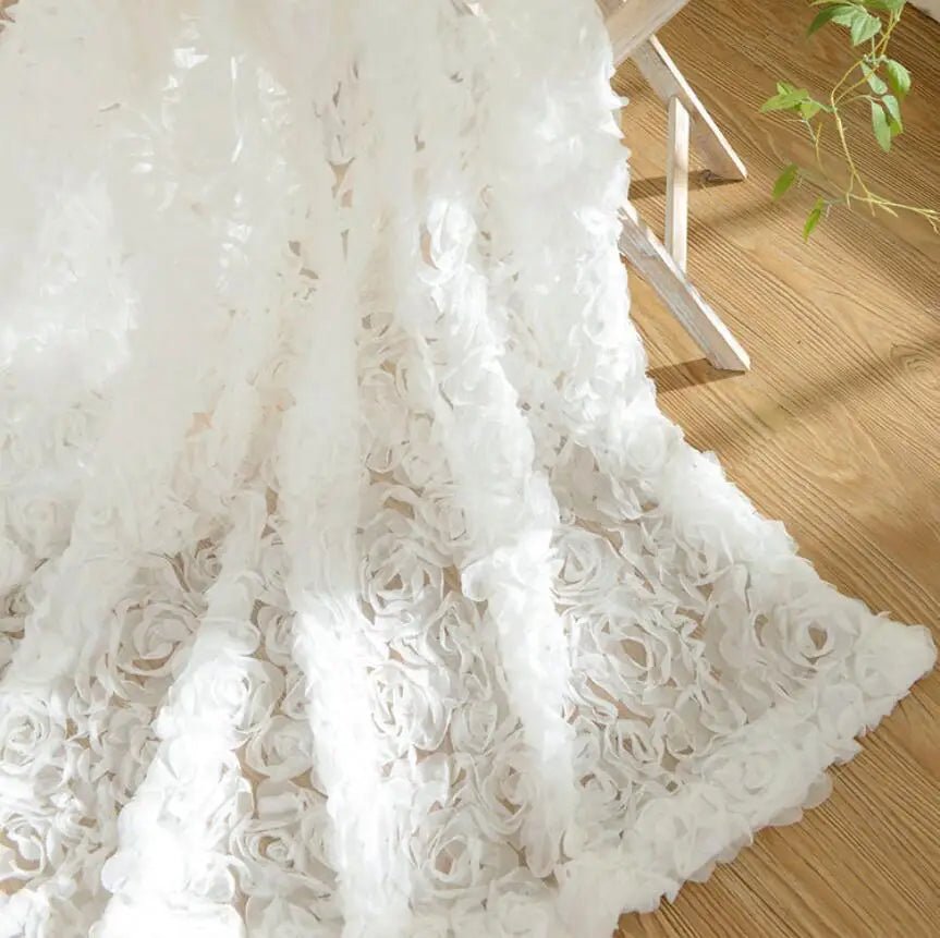 Rideaux roses en dentelle blanche 3D, écrans de fenêtre personnalisés Tyys pour mariage, pastorale coréenne, rideaux créatifs pour salon et chambre à coucher - FATAONRideaux roses en dentelle blanche 3D, écrans de fenêtre personnalisés Tyys pour mariage, pastorale coréenne, rideaux créatifs pour salon et chambre à coucherSolutions MaisonFATAON