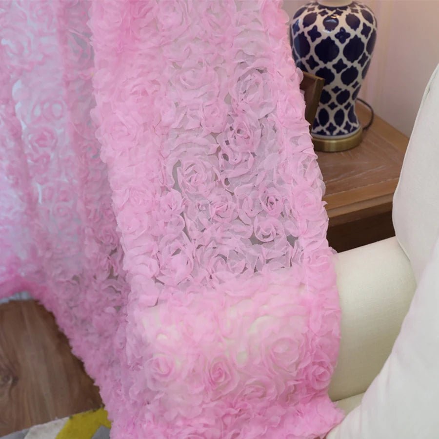 Rideaux roses en dentelle blanche 3D, écrans de fenêtre personnalisés Tyys pour mariage, pastorale coréenne, rideaux créatifs pour salon et chambre à coucher - FATAONRideaux roses en dentelle blanche 3D, écrans de fenêtre personnalisés Tyys pour mariage, pastorale coréenne, rideaux créatifs pour salon et chambre à coucherSolutions MaisonFATAON