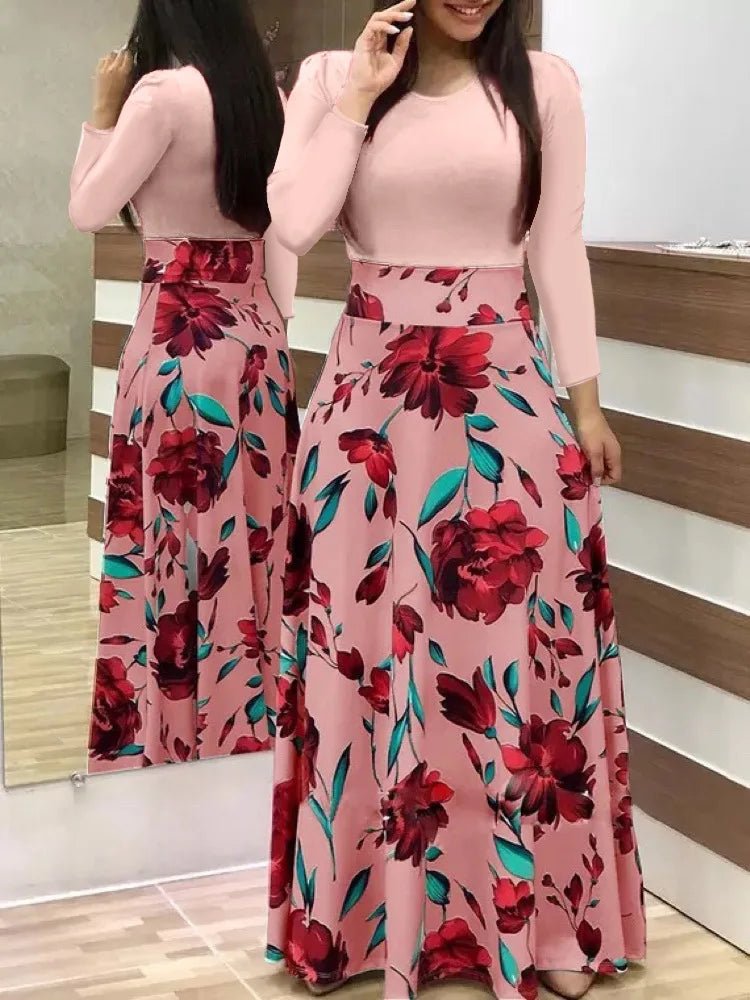 Robe à manches courtes pour femmes, style européen et américain, imprimé floral, couleur assortie, grande jupe trapèze, 2024 - FATAONRobe à manches courtes pour femmes, style européen et américain, imprimé floral, couleur assortie, grande jupe trapèze, 2024Mode FemmeFATAON