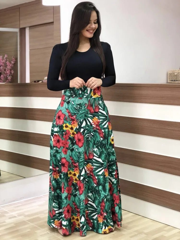 Robe à manches courtes pour femmes, style européen et américain, imprimé floral, couleur assortie, grande jupe trapèze, 2024 - FATAONRobe à manches courtes pour femmes, style européen et américain, imprimé floral, couleur assortie, grande jupe trapèze, 2024Mode FemmeFATAON