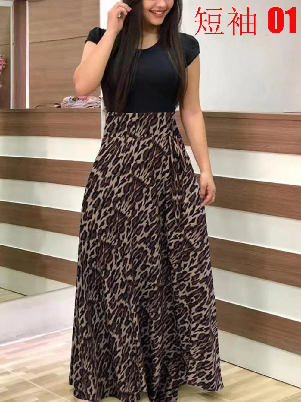 Robe à manches courtes pour femmes, style européen et américain, imprimé floral, couleur assortie, grande jupe trapèze, 2024 - FATAONRobe à manches courtes pour femmes, style européen et américain, imprimé floral, couleur assortie, grande jupe trapèze, 2024Mode FemmeFATAON