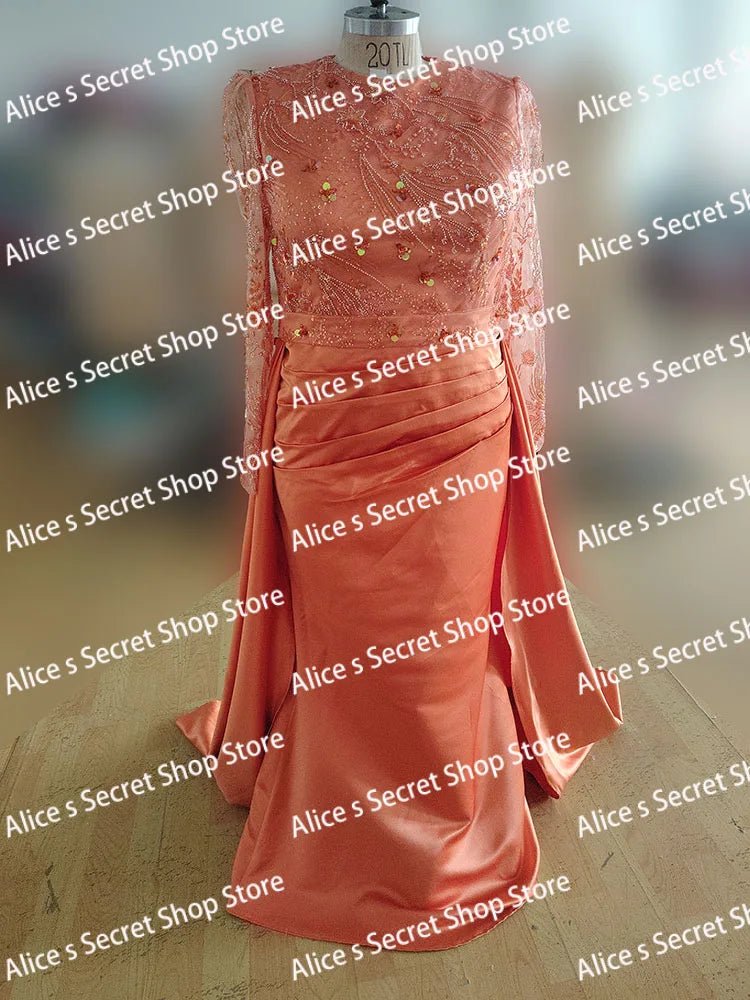 Robe de danse en satin à manches longues pour occasions formelles, châle sirène, traînant le sol, robe de soirée exquise, 2026 - FATAONRobe de danse en satin à manches longues pour occasions formelles, châle sirène, traînant le sol, robe de soirée exquise, 2026Mode FemmeFATAON