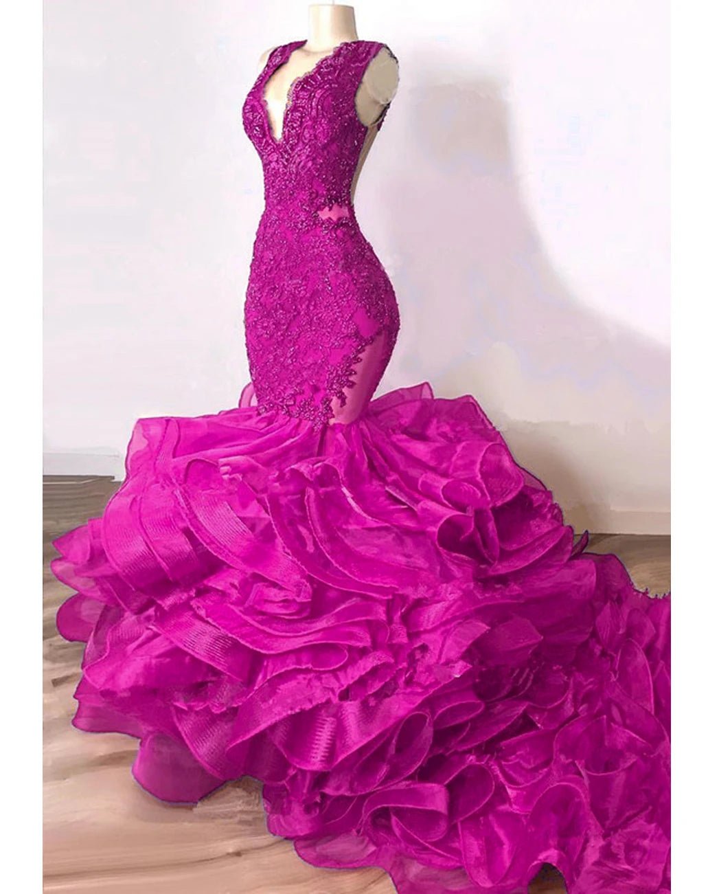Robe de Soirée de Forme Sirène en Dentelle, Tenue Luxueuse, Bleu Royal, Perlée, à Volants Astronomiques Bouffants, Longue, de Bal, Sexy, pour Donura - FATAONRobe de Soirée de Forme Sirène en Dentelle, Tenue Luxueuse, Bleu Royal, Perlée, à Volants Astronomiques Bouffants, Longue, de Bal, Sexy, pour DonuraMode FemmeFATAON