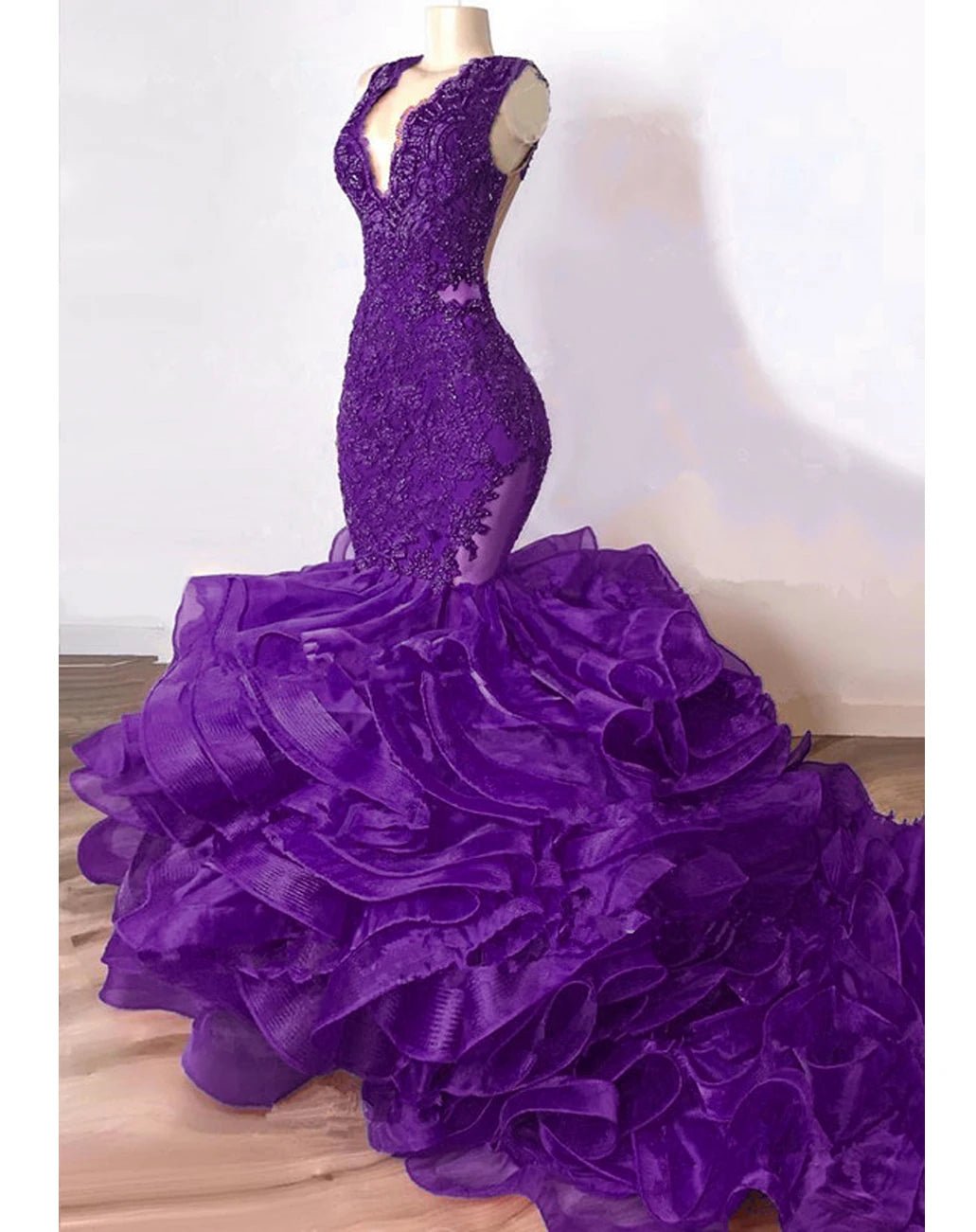 Robe de Soirée de Forme Sirène en Dentelle, Tenue Luxueuse, Bleu Royal, Perlée, à Volants Astronomiques Bouffants, Longue, de Bal, Sexy, pour Donura - FATAONRobe de Soirée de Forme Sirène en Dentelle, Tenue Luxueuse, Bleu Royal, Perlée, à Volants Astronomiques Bouffants, Longue, de Bal, Sexy, pour DonuraMode FemmeFATAON