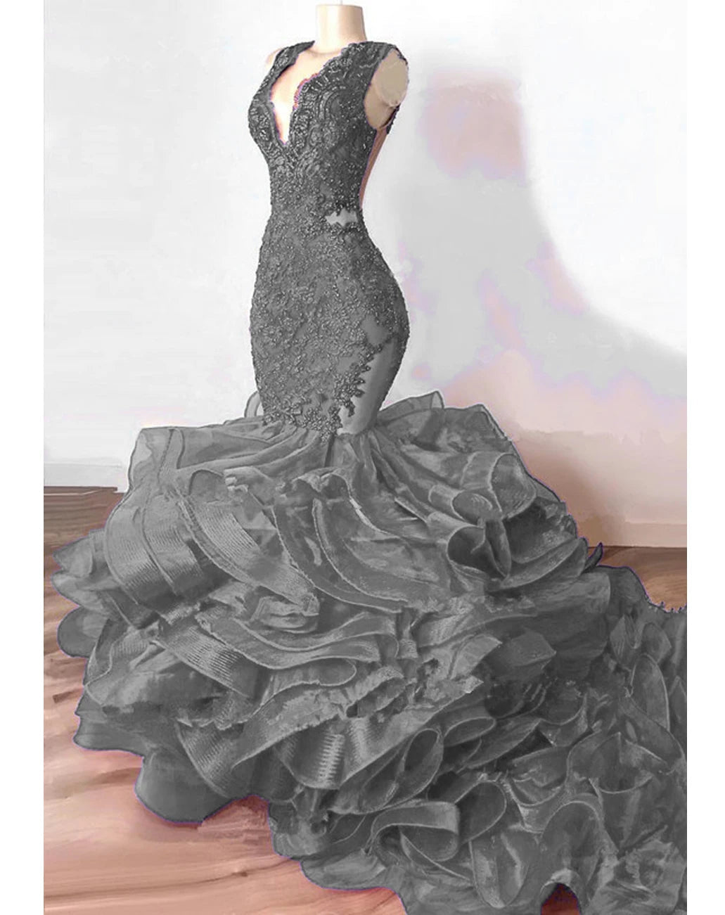 Robe de Soirée de Forme Sirène en Dentelle, Tenue Luxueuse, Bleu Royal, Perlée, à Volants Astronomiques Bouffants, Longue, de Bal, Sexy, pour Donura - FATAONRobe de Soirée de Forme Sirène en Dentelle, Tenue Luxueuse, Bleu Royal, Perlée, à Volants Astronomiques Bouffants, Longue, de Bal, Sexy, pour DonuraMode FemmeFATAON