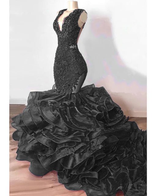 Robe de Soirée de Forme Sirène en Dentelle, Tenue Luxueuse, Bleu Royal, Perlée, à Volants Astronomiques Bouffants, Longue, de Bal, Sexy, pour Donura - FATAONRobe de Soirée de Forme Sirène en Dentelle, Tenue Luxueuse, Bleu Royal, Perlée, à Volants Astronomiques Bouffants, Longue, de Bal, Sexy, pour DonuraMode FemmeFATAON