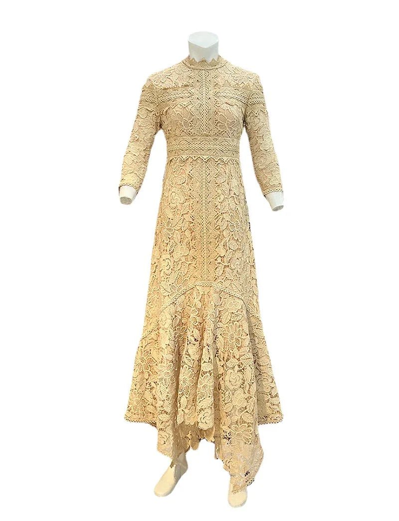 Robe en dentelle bleue mature légère, robe irrégulière, coupe haute et basse, longue, à la mode - FATAONRobe en dentelle bleue mature légère, robe irrégulière, coupe haute et basse, longue, à la modeMode FemmeFATAON