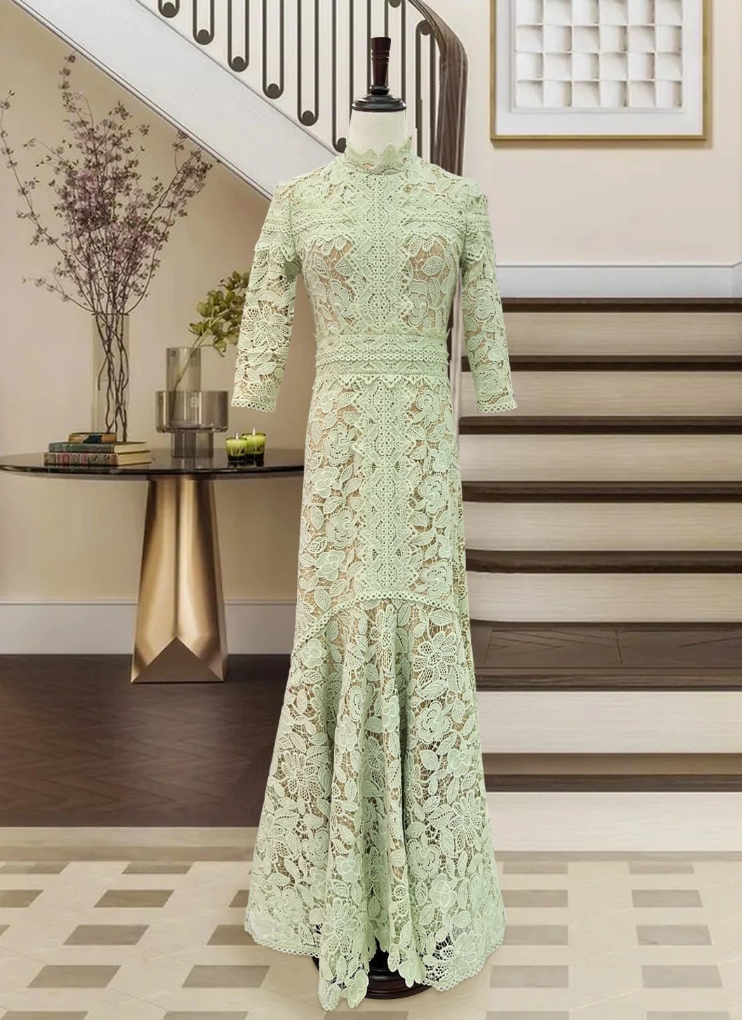 Robe en dentelle bleue mature légère, robe irrégulière, coupe haute et basse, longue, à la mode - FATAONRobe en dentelle bleue mature légère, robe irrégulière, coupe haute et basse, longue, à la modeMode FemmeFATAON