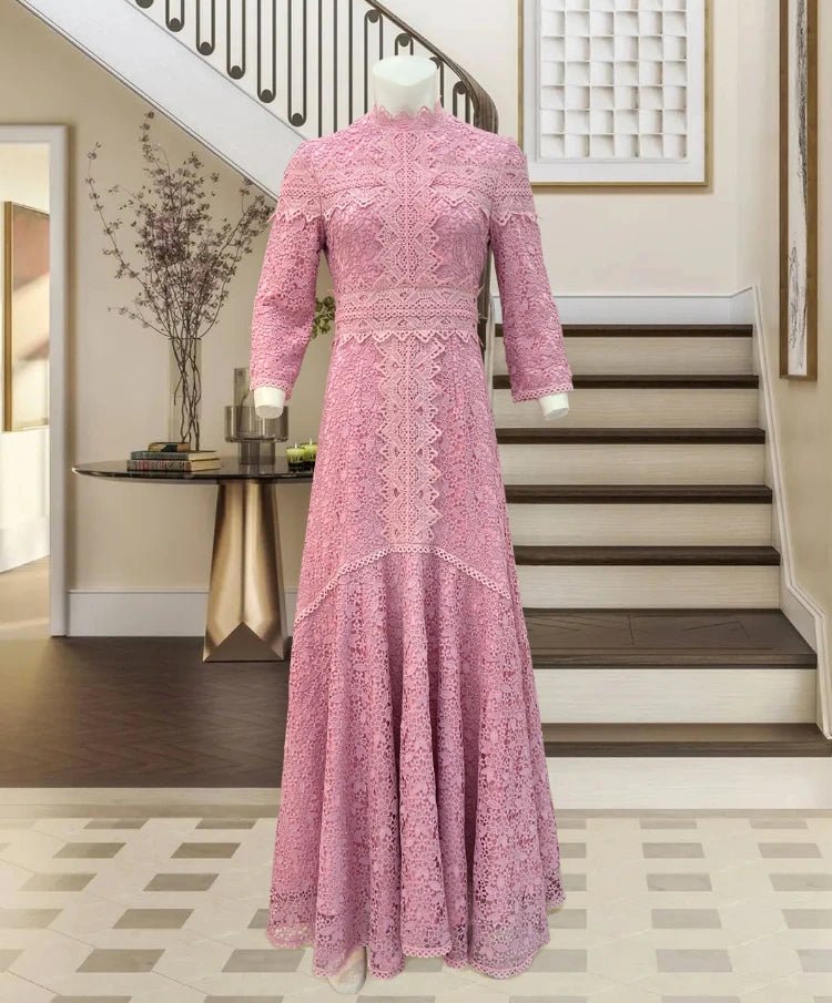 Robe en dentelle bleue mature légère, robe irrégulière, coupe haute et basse, longue, à la mode - FATAONRobe en dentelle bleue mature légère, robe irrégulière, coupe haute et basse, longue, à la modeMode FemmeFATAON