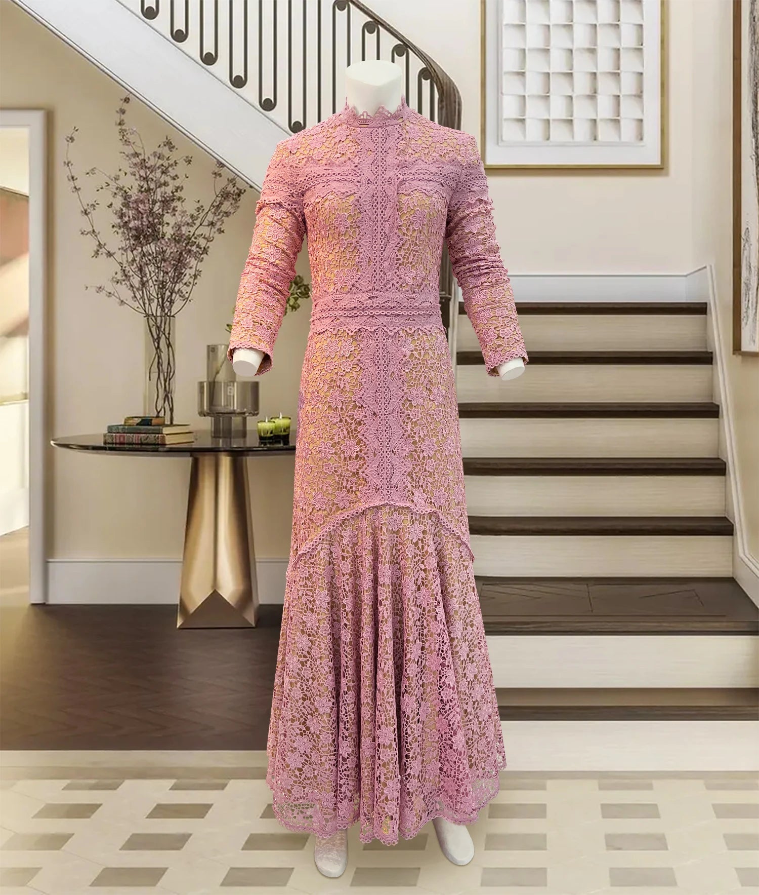Robe en dentelle bleue mature légère, robe irrégulière, coupe haute et basse, longue, à la mode - FATAONRobe en dentelle bleue mature légère, robe irrégulière, coupe haute et basse, longue, à la modeMode FemmeFATAON