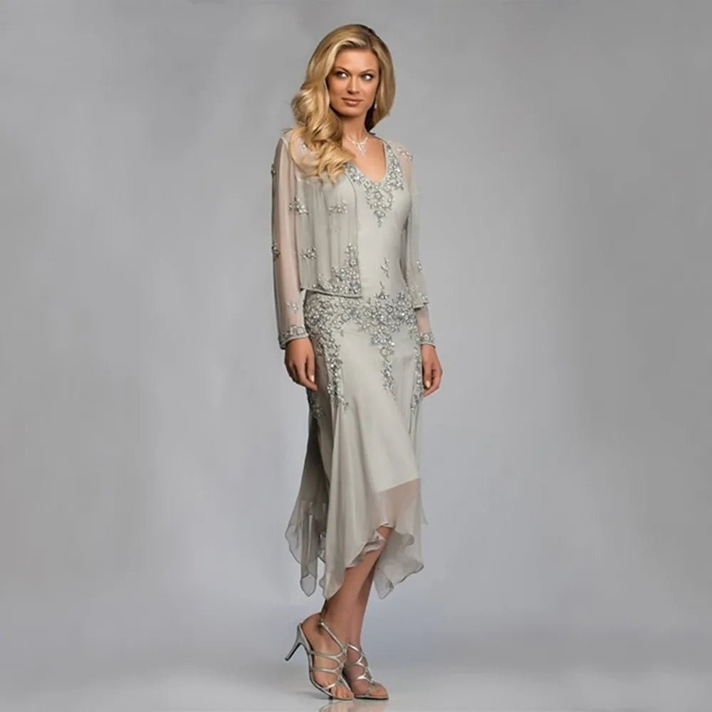 Robe en mousseline de soie pour mère de la mariée, robe élégante personnalisée avec veste, robe d'été extra longue en dentelle pour marraine, robe de soirée de mariage - FATAONRobe en mousseline de soie pour mère de la mariée, robe élégante personnalisée avec veste, robe d'été extra longue en dentelle pour marraine, robe de soirée de mariageMode FemmeFATAON