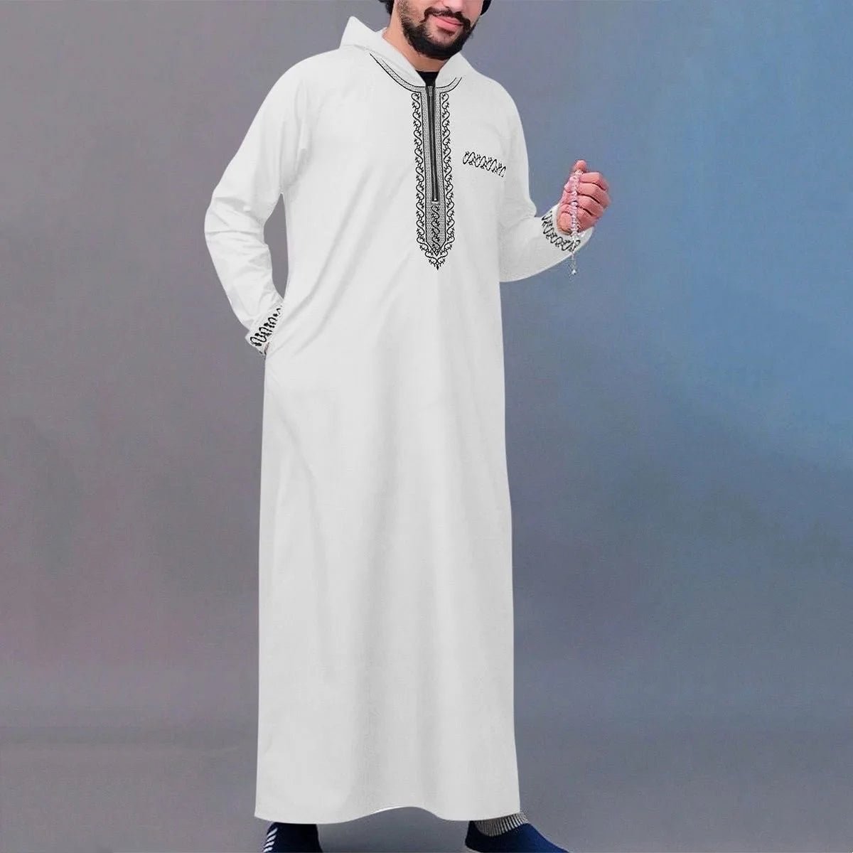Robe longue élégante rétro brodée du Moyen-Orient pour hommes musulmans, vêtement ethnique islamique à capuche, tenue décontractée au design simple et élégant - FATAONRobe longue élégante rétro brodée du Moyen-Orient pour hommes musulmans, vêtement ethnique islamique à capuche, tenue décontractée au design simple et élégantMode HommeFATAON