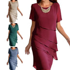 Robe mi-longue à volants pour femmes, col rond, manches courtes, élégante, couleur unie, Simple, à la mode, nouvelle collection - FATAONRobe mi-longue à volants pour femmes, col rond, manches courtes, élégante, couleur unie, Simple, à la mode, nouvelle collectionMode FemmeFATAON