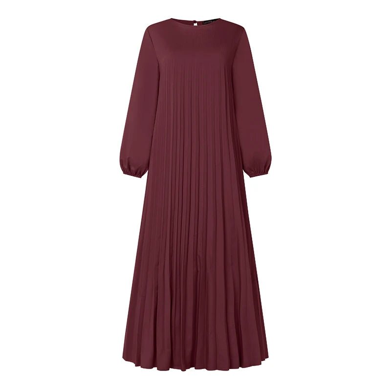 Robe musulmane du Ramadan Abaya ZANZEA, Kaftan décontracté pour femmes, robe longue plissée à manches longues, Hijab, Robe Femme, Vêtements islamiques, Eid Mubarek - FATAONRobe musulmane du Ramadan Abaya ZANZEA, Kaftan décontracté pour femmes, robe longue plissée à manches longues, Hijab, Robe Femme, Vêtements islamiques, Eid MubarekMode FemmeFATAON
