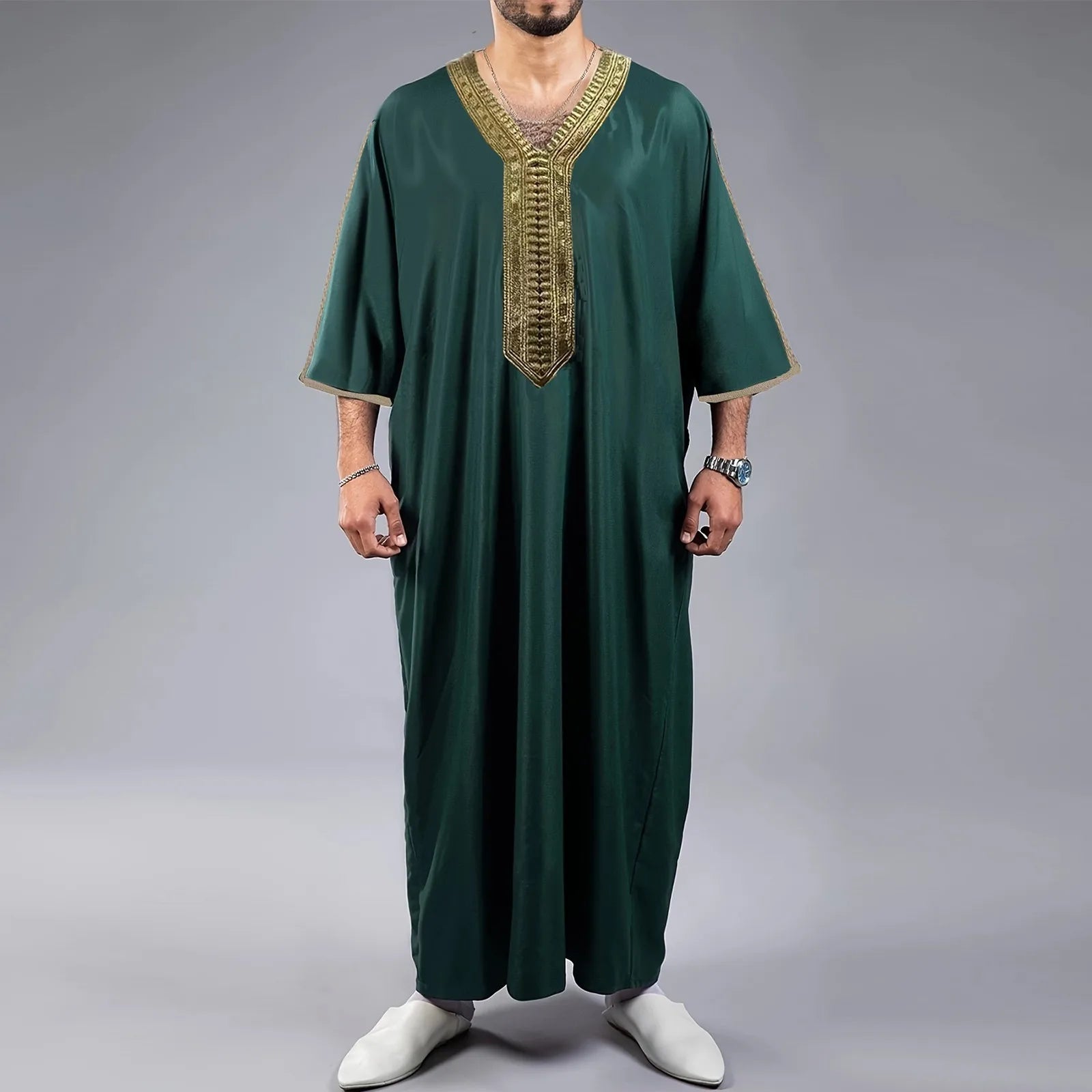 Robe musulmane pour hommes, Robe centrale arabe, manches longues, chemise longue brodée, prière, vêtements amples simples - FATAONRobe musulmane pour hommes, Robe centrale arabe, manches longues, chemise longue brodée, prière, vêtements amples simplesMode HommeFATAON