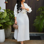 Robe plissée blanche mi-longue pour femmes, robes sexy, col rond, gaine mince, taille haute, hanches rondes, élégante, travail, éducatif - FATAONRobe plissée blanche mi-longue pour femmes, robes sexy, col rond, gaine mince, taille haute, hanches rondes, élégante, travail, éducatifMode FemmeFATAON