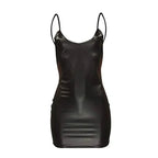 Robe Sexy en Faux cuir, dos nu, soirée en Club, Cosplay, courte, couleur unie, noir, aspect mouillé, Latex, moulante, body serré, Mini Micro - FATAONRobe Sexy en Faux cuir, dos nu, soirée en Club, Cosplay, courte, couleur unie, noir, aspect mouillé, Latex, moulante, body serré, Mini MicroMode FemmeFATAON