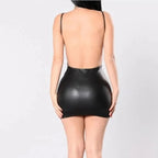 Robe Sexy en Faux cuir, dos nu, soirée en Club, Cosplay, courte, couleur unie, noir, aspect mouillé, Latex, moulante, body serré, Mini Micro - FATAONRobe Sexy en Faux cuir, dos nu, soirée en Club, Cosplay, courte, couleur unie, noir, aspect mouillé, Latex, moulante, body serré, Mini MicroMode FemmeFATAON