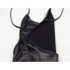 Robe Sexy en Faux cuir, dos nu, soirée en Club, Cosplay, courte, couleur unie, noir, aspect mouillé, Latex, moulante, body serré, Mini Micro - FATAONRobe Sexy en Faux cuir, dos nu, soirée en Club, Cosplay, courte, couleur unie, noir, aspect mouillé, Latex, moulante, body serré, Mini MicroMode FemmeFATAON