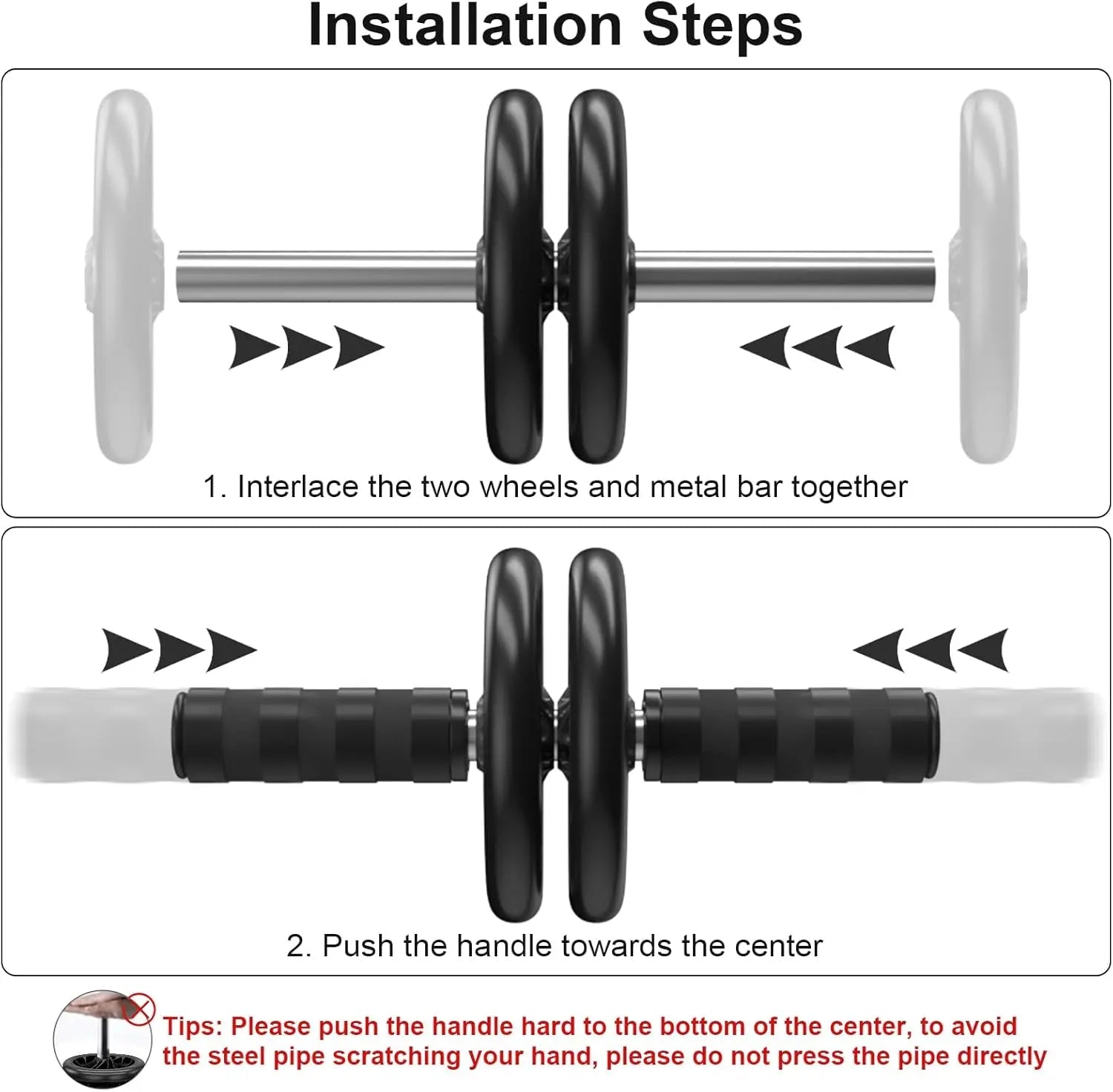 Rouleau Abdominal Double Roue Silencieux — PVC & Acier Inox, Renforcement Tronc - FATAONRouleau Abdominal Double Roue Silencieux — PVC & Acier Inox, Renforcement TroncFitness & SportFATAON
