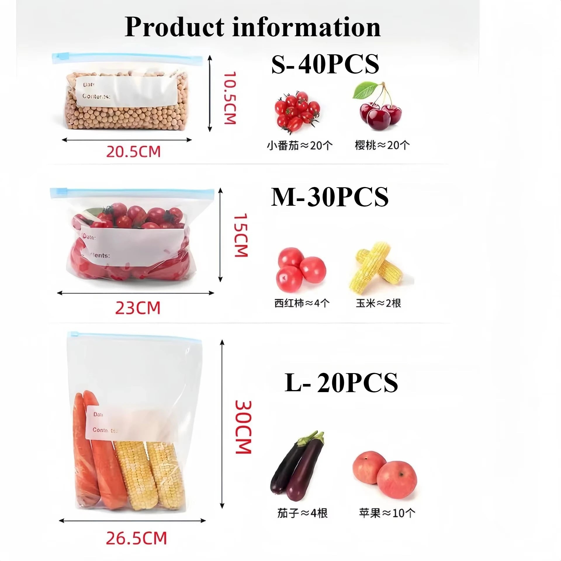 Sac de congélation en plastique réutilisable à fermeture éclair, sac à fermeture éclair debout, sac de congélation à fermeture éclair pour fruits et légumes, stockage des aliments dans la cuisine, 45 pièces - FATAONSac de congélation en plastique réutilisable à fermeture éclair, sac à fermeture éclair debout, sac de congélation à fermeture éclair pour fruits et légumes, stockage des aliments dans la cuisine, 45 piècesSolutions MaisonFATAON