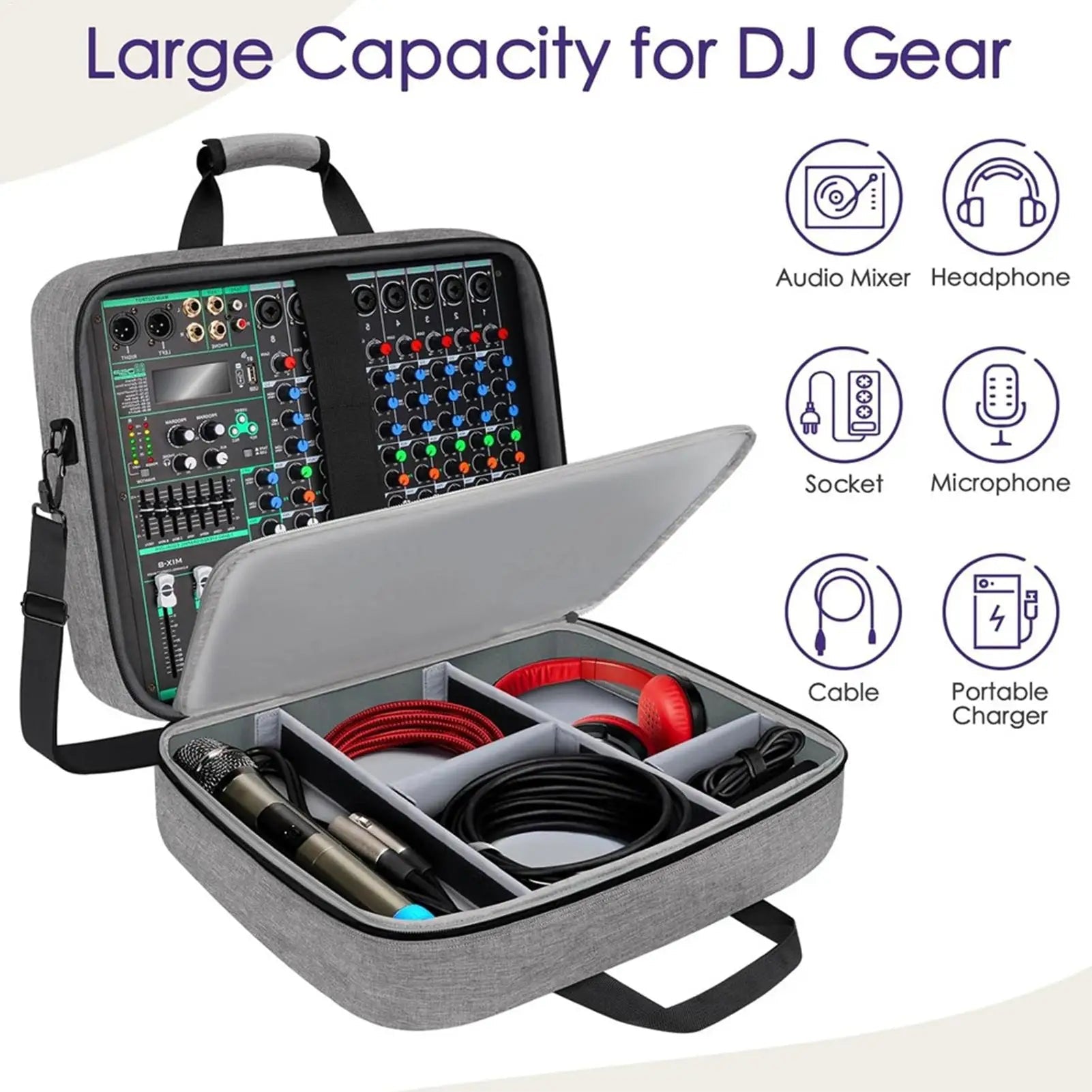 Sac de mixage Audio Compact, étui de mixage Audio DJ avec rangement réglable, résistant aux rayures, rangement d'accessoires pour instruments sonores - FATAONSac de mixage Audio Compact, étui de mixage Audio DJ avec rangement réglable, résistant aux rayures, rangement d'accessoires pour instruments sonoresProductivité & OrganisationFATAON