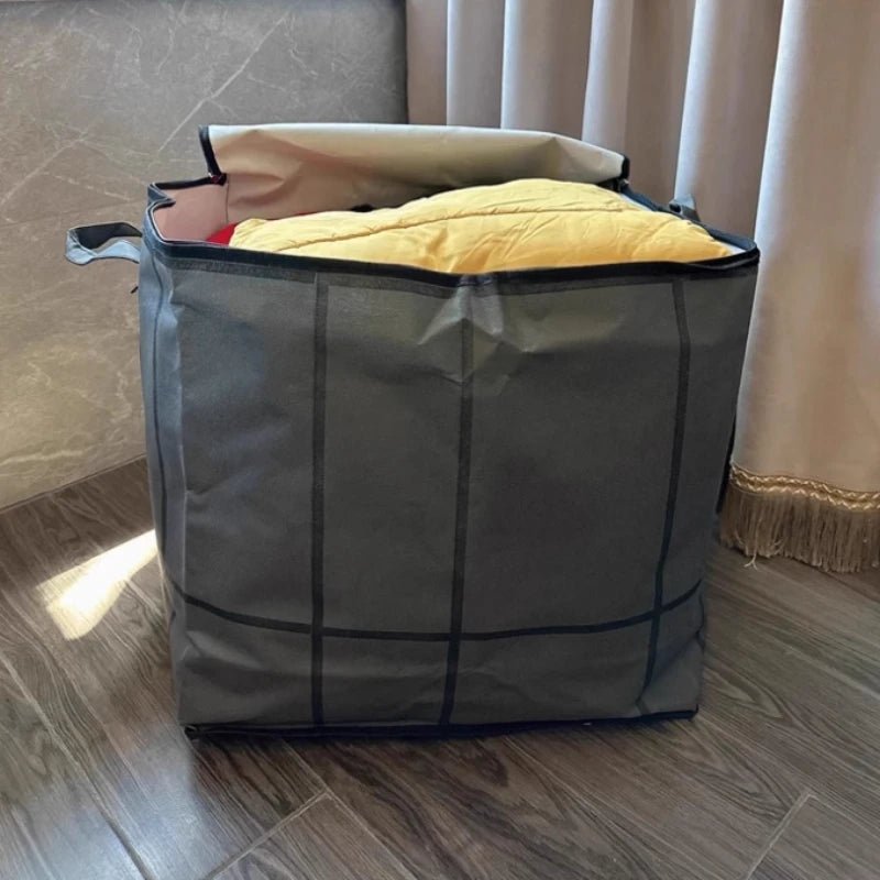 Sac de rangement en tissu de grande capacité avec fermeture éclair et poignées, pour couvertures, drap, vêtements et sous-vêtements, idéal pour la maison, panier à linge - FATAONSac de rangement en tissu de grande capacité avec fermeture éclair et poignées, pour couvertures, drap, vêtements et sous-vêtements, idéal pour la maison, panier à lingeSolutions MaisonFATAON