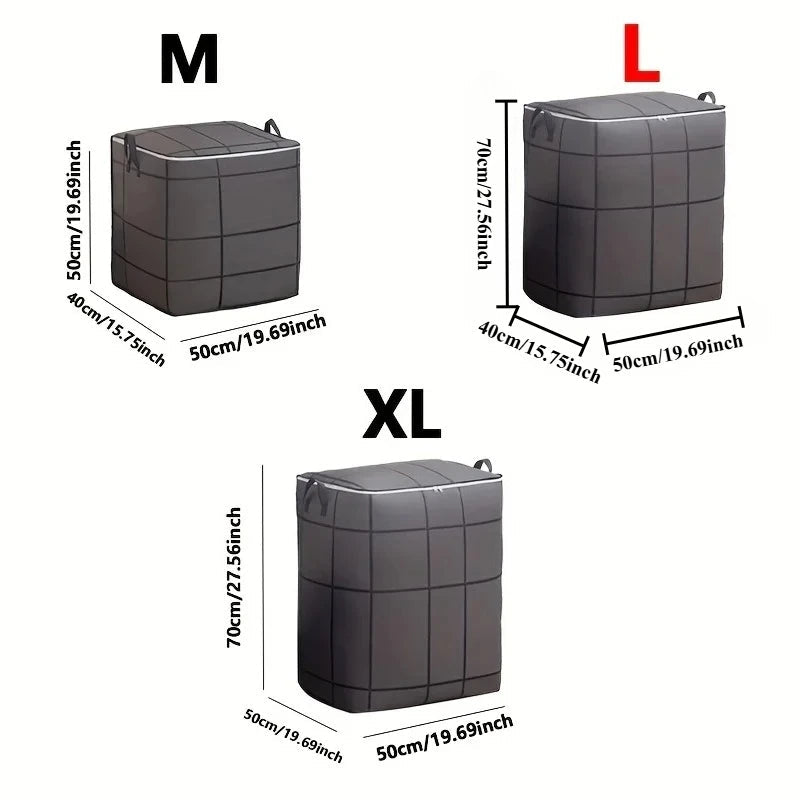 Sac de rangement en tissu de grande capacité avec fermeture éclair et poignées, pour couvertures, drap, vêtements et sous-vêtements, idéal pour la maison, panier à linge - FATAONSac de rangement en tissu de grande capacité avec fermeture éclair et poignées, pour couvertures, drap, vêtements et sous-vêtements, idéal pour la maison, panier à lingeSolutions MaisonFATAON