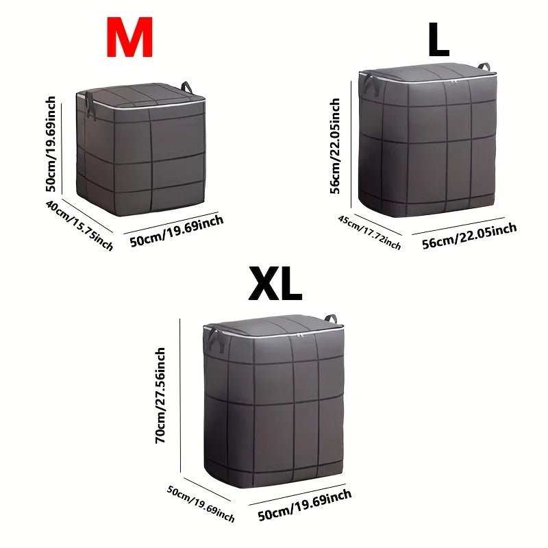 Sac de rangement en tissu de grande capacité avec fermeture éclair et poignées, pour couvertures, drap, vêtements et sous-vêtements, idéal pour la maison, panier à linge - FATAONSac de rangement en tissu de grande capacité avec fermeture éclair et poignées, pour couvertures, drap, vêtements et sous-vêtements, idéal pour la maison, panier à lingeSolutions MaisonFATAON