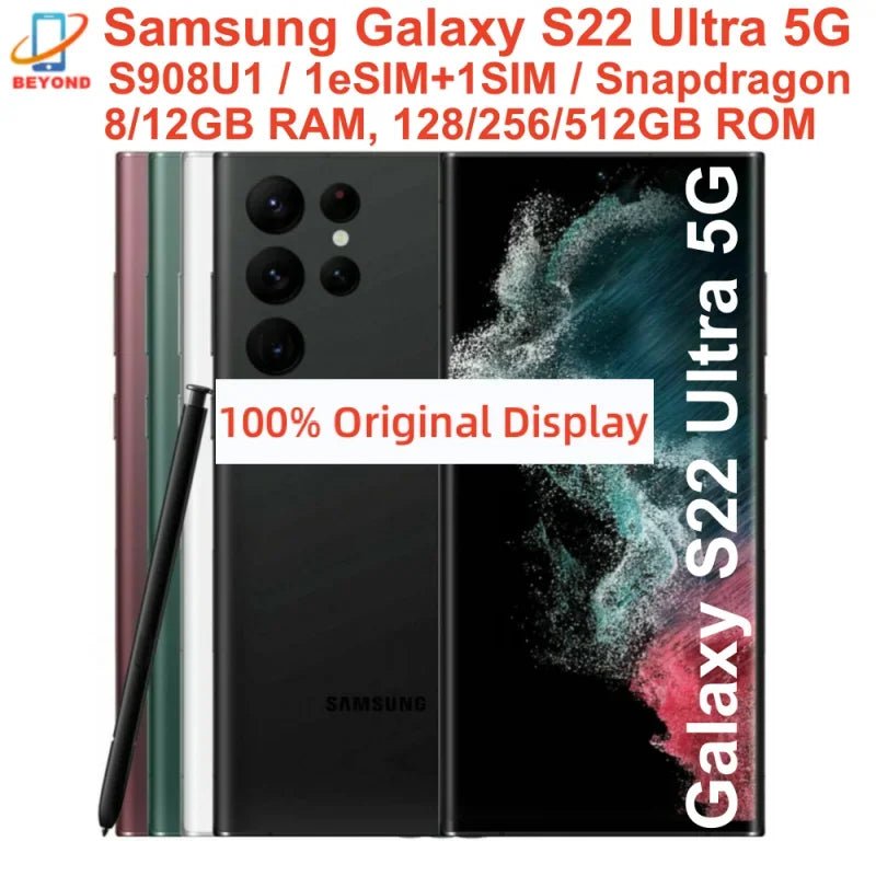 Samsung Galaxy S22 Ultra 5G S908U1 6.8 "AMOLED 8/12GB 12/128/256/512GB ROM Snapdragon NFC S Pen téléphone portable débloqué d'origine - FATAONSamsung Galaxy S22 Ultra 5G S908U1 6.8 "AMOLED 8/12GB 12/128/256/512GB ROM Snapdragon NFC S Pen téléphone portable débloqué d'origineProductivité & OrganisationFATAON