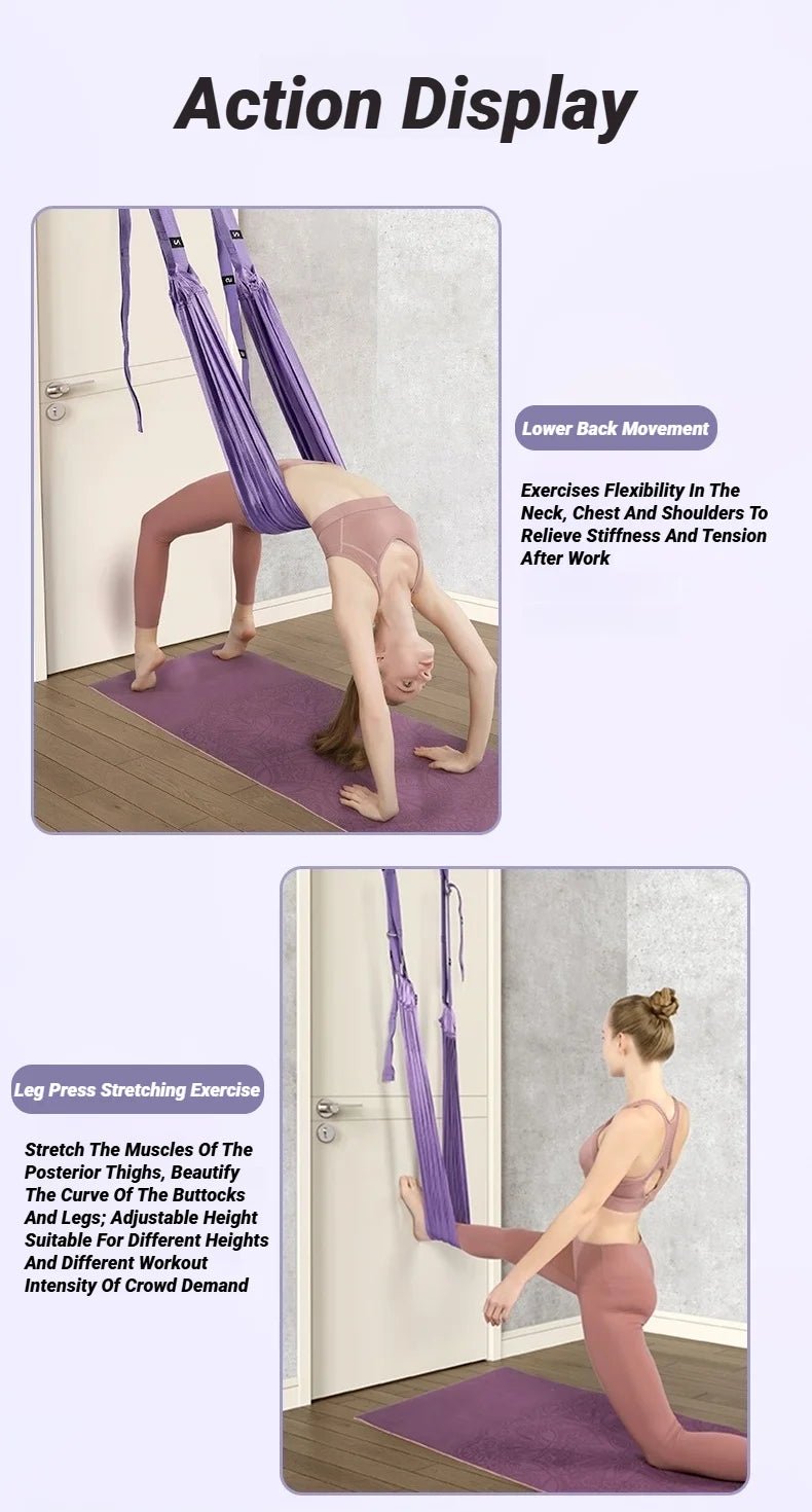 Sangle de Yoga aérienne réglable, corde de traction pour femmes, hamac extensible, fentes de jambes, entraîneur, ceinture de gymnastique, balançoire, étirement, Fitness - FATAONSangle de Yoga aérienne réglable, corde de traction pour femmes, hamac extensible, fentes de jambes, entraîneur, ceinture de gymnastique, balançoire, étirement, FitnessFitness & SportFATAON