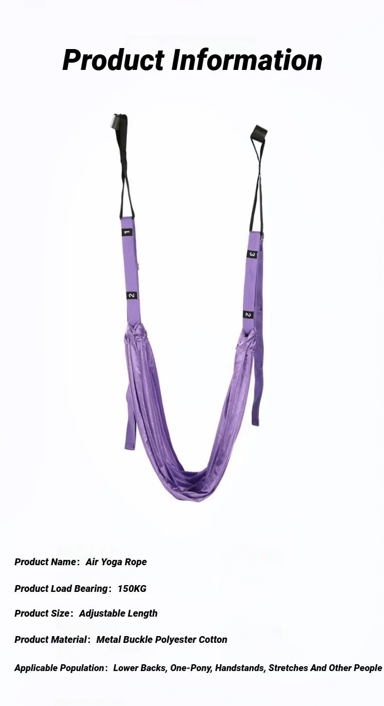 Sangle de Yoga aérienne réglable, corde de traction pour femmes, hamac extensible, fentes de jambes, entraîneur, ceinture de gymnastique, balançoire, étirement, Fitness - FATAONSangle de Yoga aérienne réglable, corde de traction pour femmes, hamac extensible, fentes de jambes, entraîneur, ceinture de gymnastique, balançoire, étirement, FitnessFitness & SportFATAON