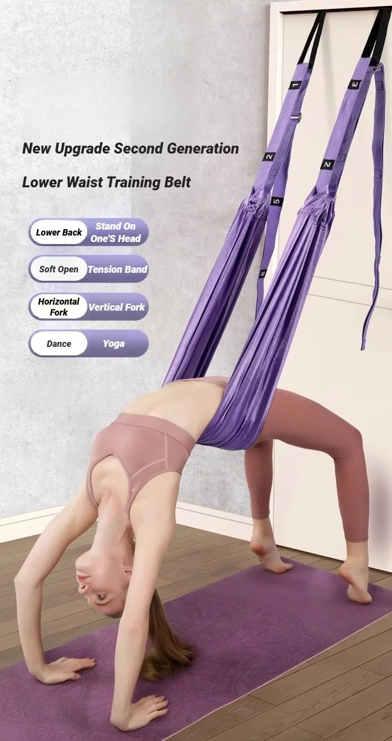 Sangle de Yoga aérienne réglable, corde de traction pour femmes, hamac extensible, fentes de jambes, entraîneur, ceinture de gymnastique, balançoire, étirement, Fitness - FATAONSangle de Yoga aérienne réglable, corde de traction pour femmes, hamac extensible, fentes de jambes, entraîneur, ceinture de gymnastique, balançoire, étirement, FitnessFitness & SportFATAON