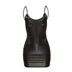 Sexy robe en cuir PU dos nu Club fête robe courte solide noir moulante Push Up Mini robe tenue de soirée mode femmes robe - FATAONSexy robe en cuir PU dos nu Club fête robe courte solide noir moulante Push Up Mini robe tenue de soirée mode femmes robeMode FemmeFATAON
