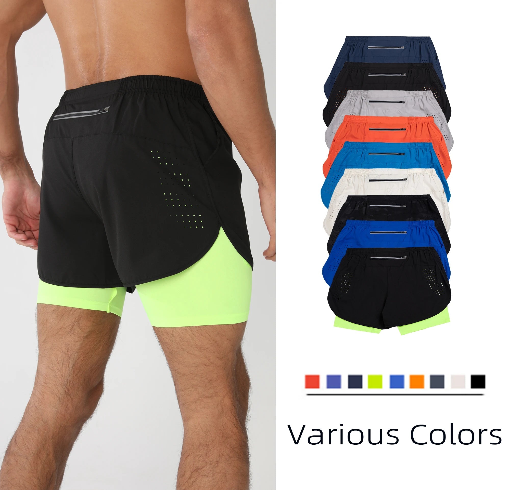 Short de course avec poches doublées pour homme, séchage rapide, léger, respirant, athlétique, sport, entraînement, boucle serviette - FATAONShort de course avec poches doublées pour homme, séchage rapide, léger, respirant, athlétique, sport, entraînement, boucle servietteSport HommeFATAON