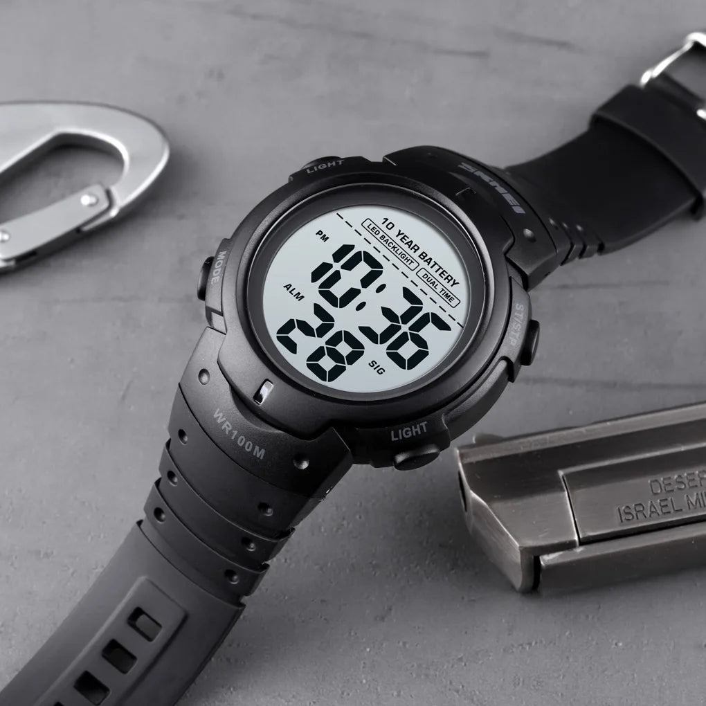 SKMEI-Montre-bracelet numérique étanche pour homme, 1560 m, 2 fois, 10 ans, batterie, réveil, sport, fitness, 100 - FATAONSKMEI-Montre-bracelet numérique étanche pour homme, 1560 m, 2 fois, 10 ans, batterie, réveil, sport, fitness, 100Mode HommeFATAON