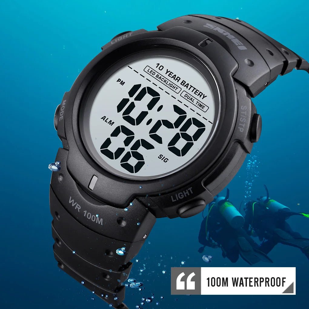 SKMEI-Montre-bracelet numérique étanche pour homme, 1560 m, 2 fois, 10 ans, batterie, réveil, sport, fitness, 100 - FATAONSKMEI-Montre-bracelet numérique étanche pour homme, 1560 m, 2 fois, 10 ans, batterie, réveil, sport, fitness, 100Mode HommeFATAON
