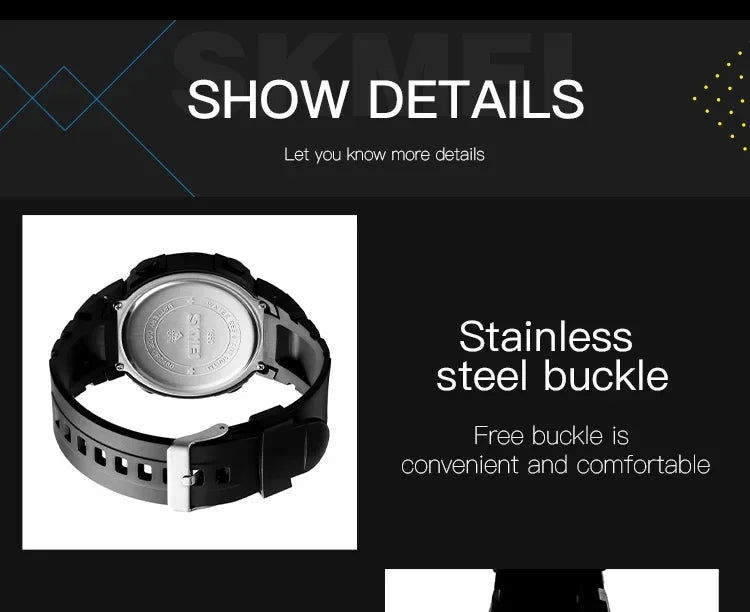SKMEI-Montre-bracelet numérique étanche pour homme, 1560 m, 2 fois, 10 ans, batterie, réveil, sport, fitness, 100 - FATAONSKMEI-Montre-bracelet numérique étanche pour homme, 1560 m, 2 fois, 10 ans, batterie, réveil, sport, fitness, 100Mode HommeFATAON