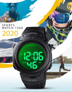 SKMEI-Montre-bracelet numérique étanche pour homme, 1560 m, 2 fois, 10 ans, batterie, réveil, sport, fitness, 100 - FATAONSKMEI-Montre-bracelet numérique étanche pour homme, 1560 m, 2 fois, 10 ans, batterie, réveil, sport, fitness, 100Mode HommeFATAON