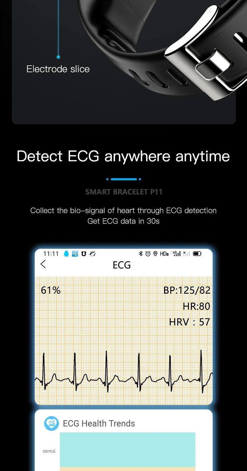 Smartwatch Ekg Bracelet intelligent étanche P11 Plus Bracelet intelligent traqueur d'activité sang oxygène Smartband Bracelet de Fitness - FATAONSmartwatch Ekg Bracelet intelligent étanche P11 Plus Bracelet intelligent traqueur d'activité sang oxygène Smartband Bracelet de FitnessFitness & SportFATAON