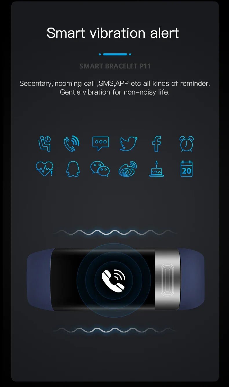 Smartwatch Ekg Bracelet intelligent étanche P11 Plus Bracelet intelligent traqueur d'activité sang oxygène Smartband Bracelet de Fitness - FATAONSmartwatch Ekg Bracelet intelligent étanche P11 Plus Bracelet intelligent traqueur d'activité sang oxygène Smartband Bracelet de FitnessFitness & SportFATAON