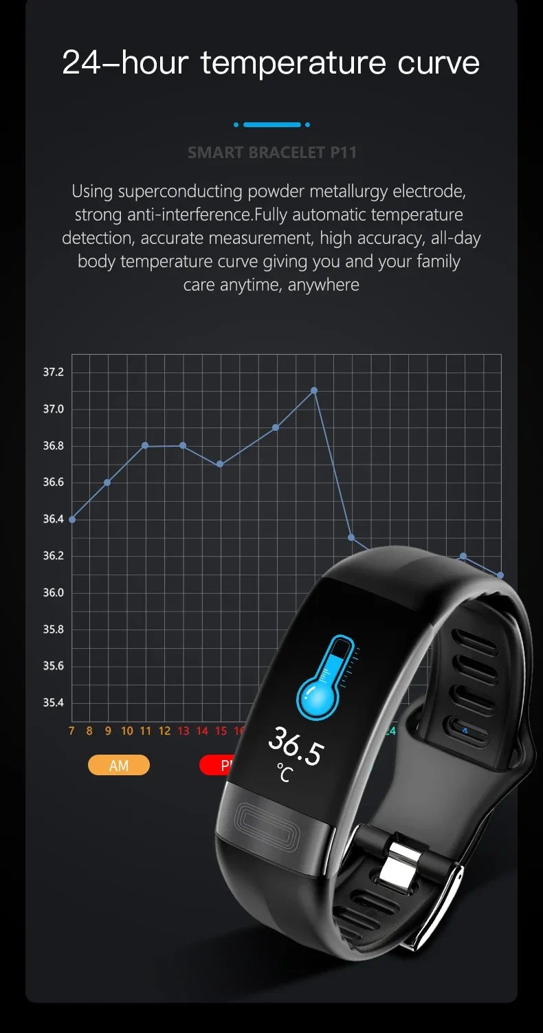 Smartwatch Ekg Bracelet intelligent étanche P11 Plus Bracelet intelligent traqueur d'activité sang oxygène Smartband Bracelet de Fitness - FATAONSmartwatch Ekg Bracelet intelligent étanche P11 Plus Bracelet intelligent traqueur d'activité sang oxygène Smartband Bracelet de FitnessFitness & SportFATAON