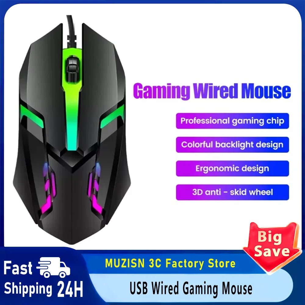Souris de jeu à bouton lumineux coloré USB LED, souris filaire pour PC Gamer, ordinateur de bureau, ordinateur portable, souris ergonomique DPI1200 RGB - FATAONSouris de jeu à bouton lumineux coloré USB LED, souris filaire pour PC Gamer, ordinateur de bureau, ordinateur portable, souris ergonomique DPI1200 RGBProductivité & OrganisationFATAON