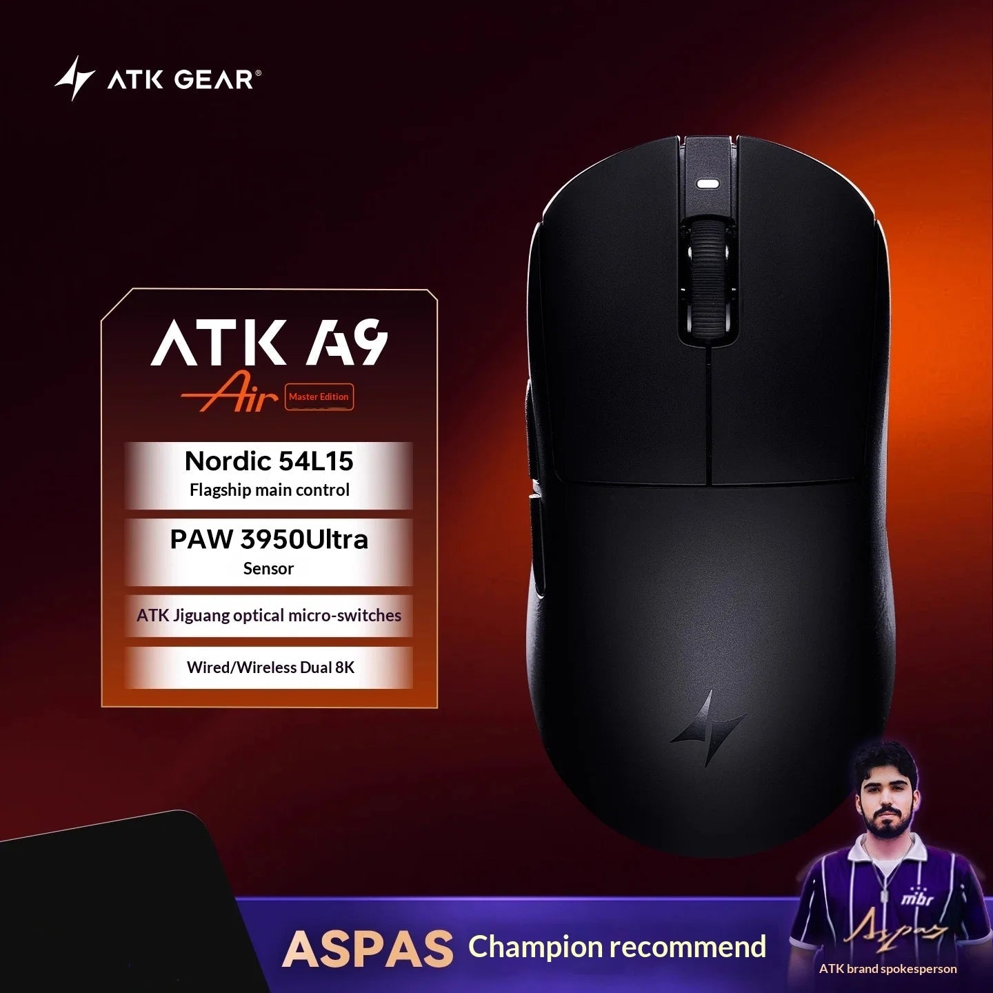 Souris de jeu sans fil ATK DragonFly A9 Air Ultimate PAW3950 Ultra 42000DPI 750IPS 8KHz RGB ergonomique pour Windows MacOs PC Cadeaux - FATAONSouris de jeu sans fil ATK DragonFly A9 Air Ultimate PAW3950 Ultra 42000DPI 750IPS 8KHz RGB ergonomique pour Windows MacOs PC CadeauxProductivité & OrganisationFATAON