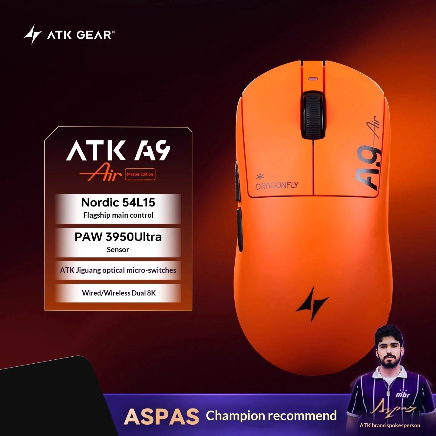 Souris de jeu sans fil ATK DragonFly A9 Air Ultimate PAW3950 Ultra 42000DPI 750IPS 8KHz RGB ergonomique pour Windows MacOs PC Cadeaux - FATAONSouris de jeu sans fil ATK DragonFly A9 Air Ultimate PAW3950 Ultra 42000DPI 750IPS 8KHz RGB ergonomique pour Windows MacOs PC CadeauxProductivité & OrganisationFATAON